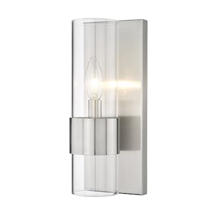 Z-Lite Lawson 1 Light Wall Sconce, Brushed Nickel & Clear 343-1S-BN